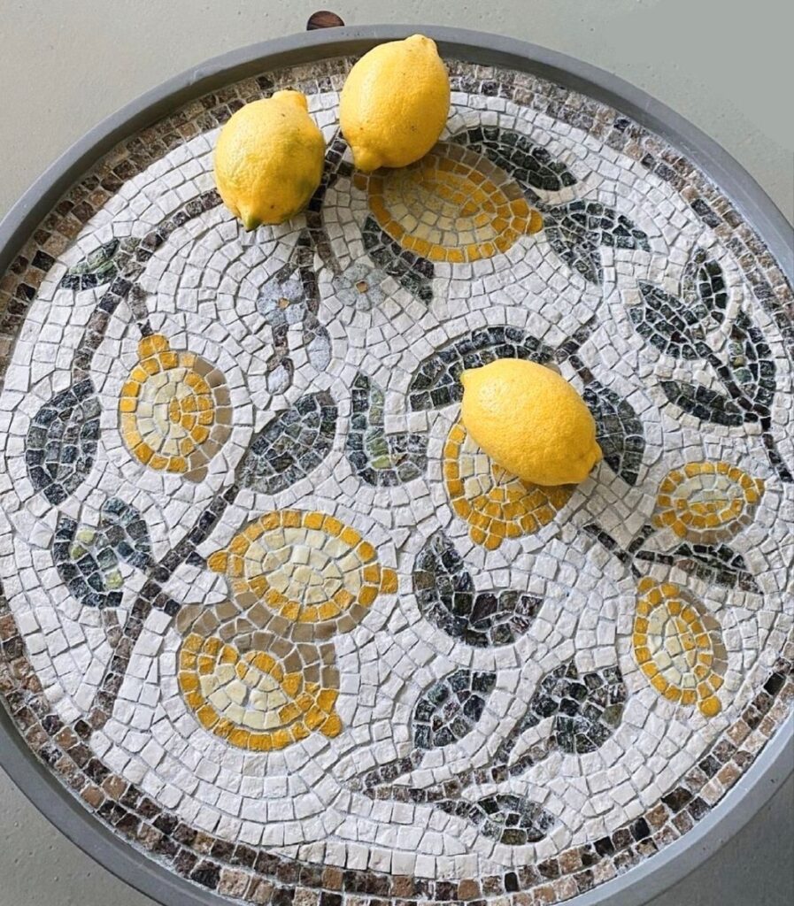 Mosaic table with lemons on top
