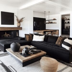 Modern black and white living room